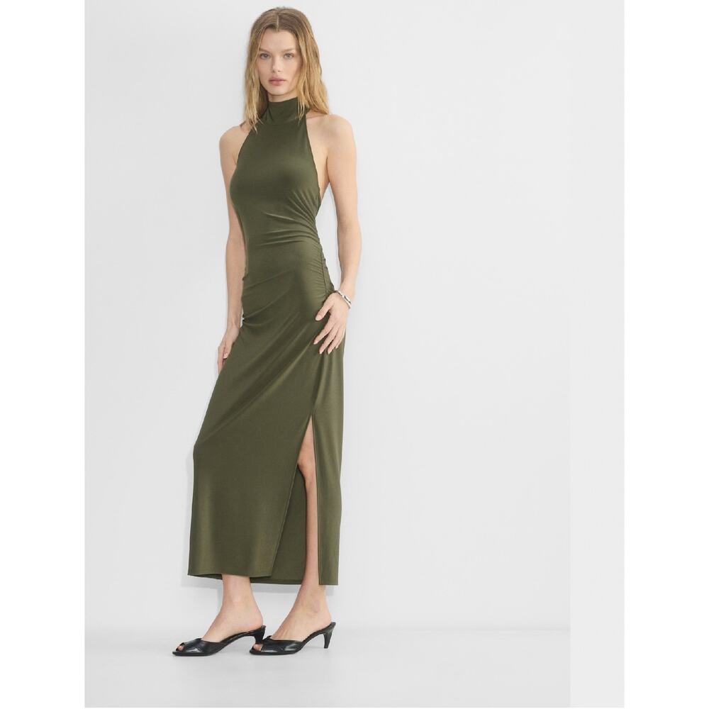 ARITZIA SMOOTH MATTER REMEDY DRESS Dark Olive Size small